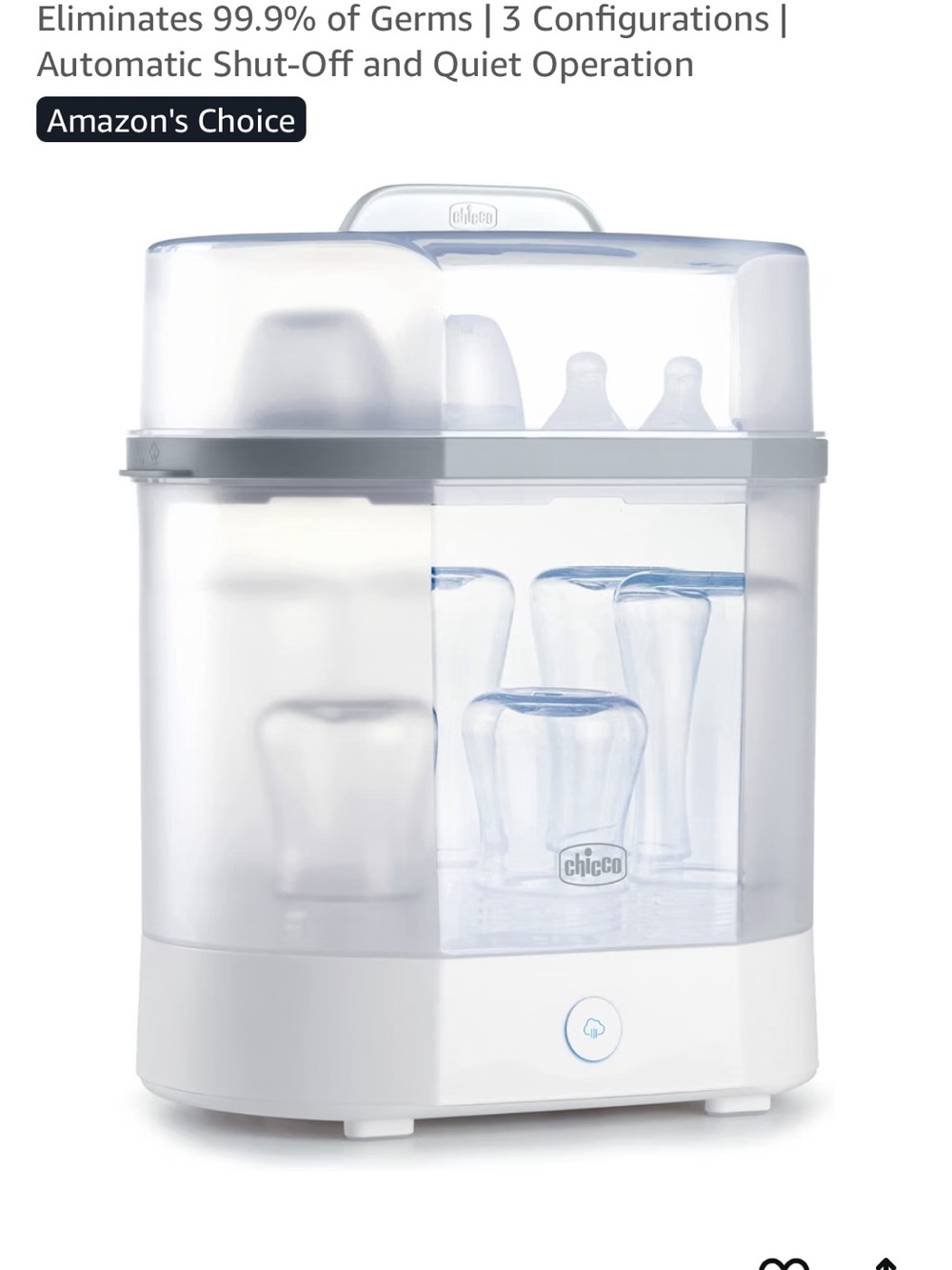 Chicco 3-in-1 Electric Baby Bottle Steam Sterilizer